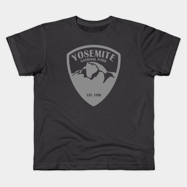 Yosemite Park Badge - Gray Kids T-Shirt by AnthonyAyy